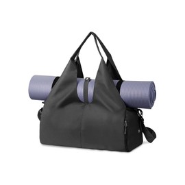 Gym Duffel Bag with Shoe Compartment and Yoga Mat Strap, Water-Resistant Weekender Travel Bag for Women and Men