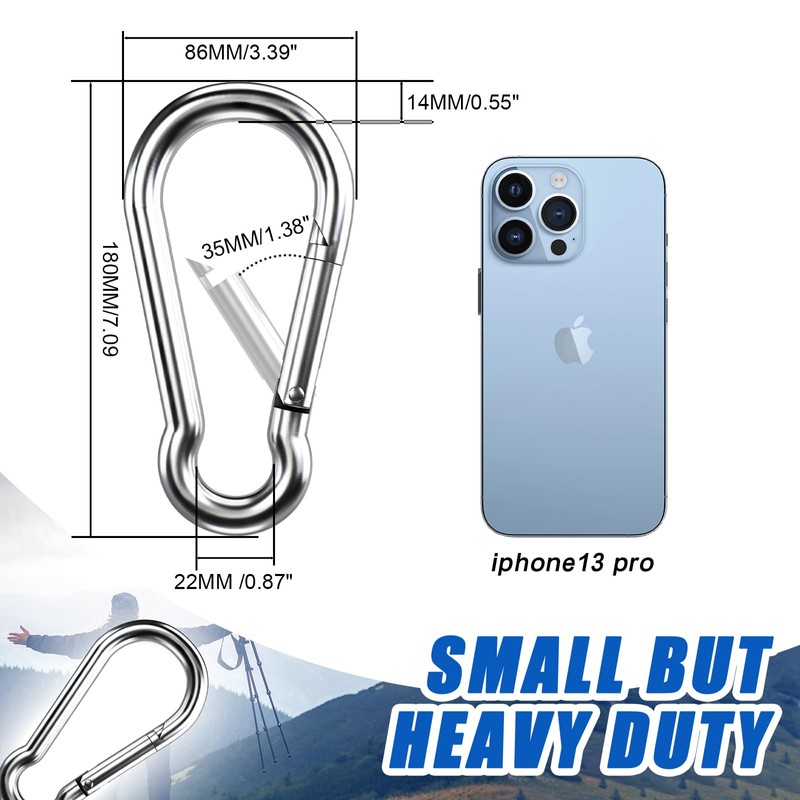 Large Carabiner Clip Hooks, 2pcs 7 inch Carabiners Heavy Duty,