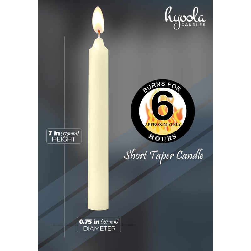 Hyoola Taper Candles - 7 Inch Ivory Dripless, Unscented Dinner