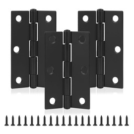 MABAHON 3PCS Door Hinges，75mm (3 Inch) Black Butt Hinges with 20PCS Hinge Screws for Outdoor and Internal Doors Home Furniture Wooden Door Hinge Thickened Folding Butt Hinges