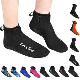 OMGear Neoprene Socks Booties(Low-Cut) for Snorkeling Surfing Diving Spearfishing All Watersports ＆Beach Activities (black, XL(men 10-11,women11-12))