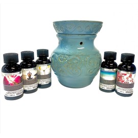 Hosley Blue Designed Electric Ceramic Oil Warmer Gift Set