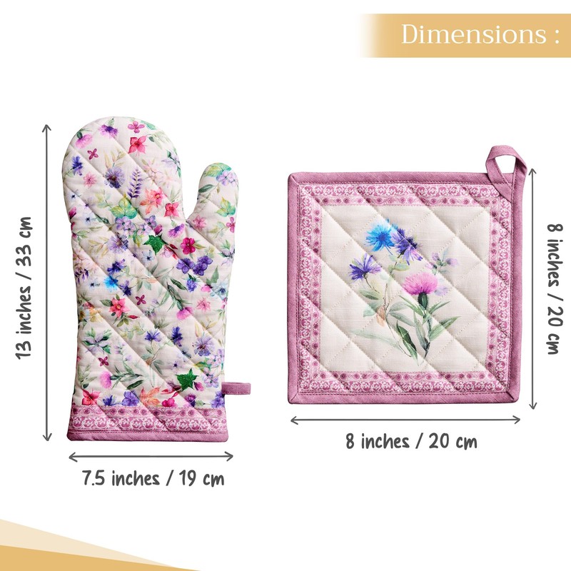 Maison d' Hermine Oven Mitt & Pot Holder 100% Cotton