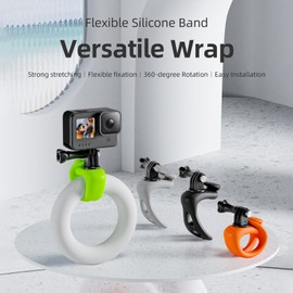 TELESIN TLQ-001 Adjustable Wrist Strap Mount Flexible Wristband for Action Camera Silicone Material 360°Rotatable Compatible with GoPro 12/11/10/9/8/7 Action2/3 Insta360 Pocket 2
