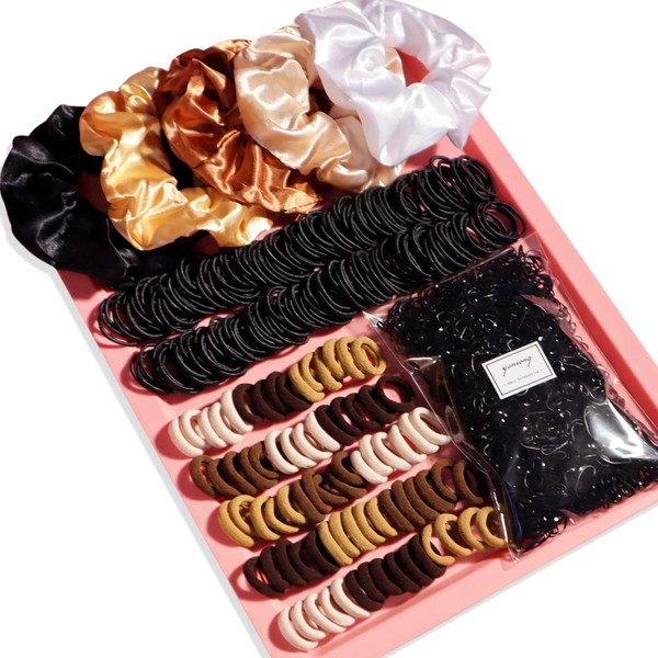 Colour Hair Accessories,Hair Ties, Hair Scrunchies For Girls Women, Elastic Ponytail Holders Rubber Band For Hair, Traceless Hair Ropes Set Hair Elastics For Baby and Kids（2155PCS) (Brown 2155PCS)