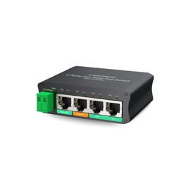 LINOVISION 4 Ports Mini Solar PoE Switch Works Directly with DC12V or DC24V Batteries, Provide 2 PoE+ Ports, 1 High PoE+ Port for Big PTZ Cameras and 1 Passive 24V PoE Port for Bridge