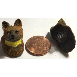 Unbranded 2 JHB Hand-Painted Realistic Dog Akita Resin Shank Buttons 26mm 1" Tall 12532