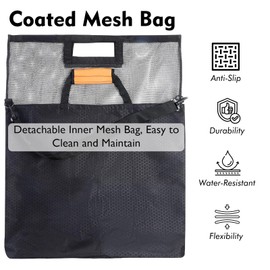 Heavy-Duty Fish Weigh-In Bag with Detachable Mesh Liner, 23.6 x 22.4 Inches Leak and Rip Resistant Fish Bag with Measuring Scale and Detachable Shoulder Strap