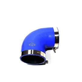 TMKOOL Combo Universal 4-Ply Reinforced 3.5"-4" ID 90 Degree Elbow Reducer Coupler Silicone Hose + SS 304 T Bolt Clamp (3.5"-4" Blue)