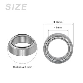 METALLIXITY Deep Groove Ball Bearings (MR128ZZ, 8mm x 12mm x 3.5mm) 2Pcs, Chromium Steel Double Shielded Industrial Bearings - for Industrial Micro Motor