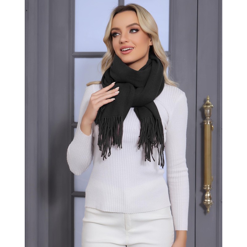 WELROG Women's Winter Scarf, black