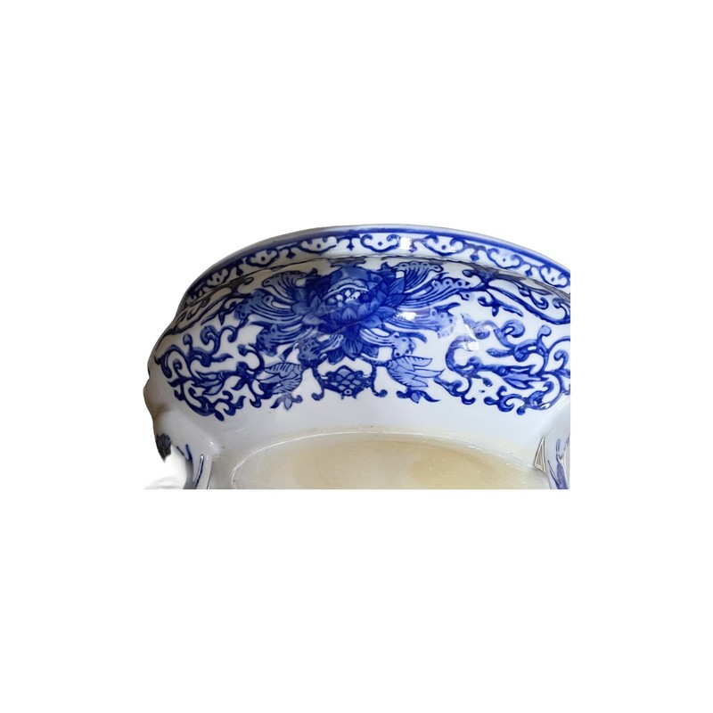 Generic 9.5"" Diameter Oriental Lotus & Vine Design Blue &