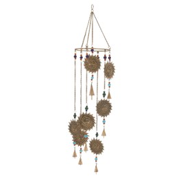 Deco 79 24288 Alluring Metal Glass Sun Wind Chime, 7" W x 36" H