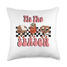 Groovy Tis The Season Christmas Retro Hippe Xmas Tis The Season Christmas Groovy Retro Vintage Throw Pillow, 18x18, Multicolor