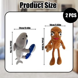 GZGRYTRC Italian Brain rot Toys 2PCS Set, Tralalero Tralala Plush and Character, Creative Play Toys for Aged 2+, Shark in Sneakers (24 x 35 cm) and Wooden Figure (37 x 10 cm)