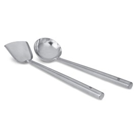 Craft Wok s/s Ladle and Spatula (Turner) Stainless Set with Stainless Handles for Asian Chinese Woks Traditional / 732W326