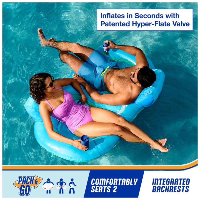 SwimWays Spring Float Premium Duo, Pool Chair Fits 2 Adults,