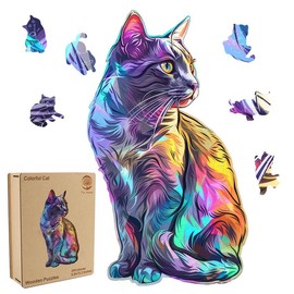 Wooden Puzzles,Succulent World Jigsaw Puzzles,Unique Shaped Wooden Puzzle for Adults and Kids,Hoilday Gift,Family Game,Laser Cut,Sublimation Puzzle:_200PCS Diamond Cat