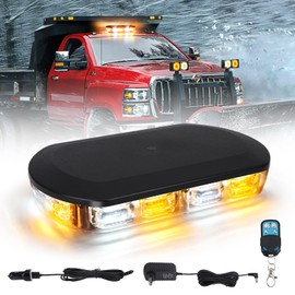 OPPBUY Rechargeable Amber White Emergency Roof Top Strobe Light, 48LED 17 Flashing Modes,High Low Brightness,Wireless Beacon Warning Flashing Hazard Traffic Lights w/Magnetic Base for Truck Vehicles