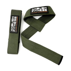 Ambush Fitness Strength Training Wrist Straps - Ideal for Weightlifting and Bodybuilding (Army Green)