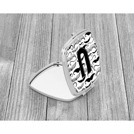 Caroline's Treasures CJ2009-USCM Letter U Moustache Initial Compact Mirror Decorative Travel Makeup Mirror for Women Girls Gifts Pocket Makeup Mirror Folding Handheld