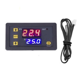 Digital Temperature Controller Regulator, Digital LED Thermostat with NTC Sensor Probe for Fermentation Hatch Freezer Heating and Cooling (DC 24V)