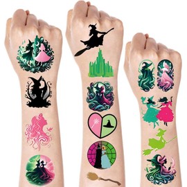 Witch Temporary Tattoos 160 Pieces Pink Green Princess Tattoos Stickers Birthday Party Favours Decorations Accessories for Gifts Goodie Bags Filler Prizes Rewards
