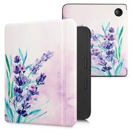 kwmobile Case Compatible with Kobo Libra 2 Case - eReader Cover - Lavender Flowers Violet/Turquoise/Violet