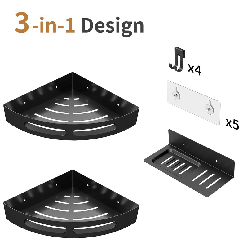 JUYSON Shower Caddy Corner Shelves for Inside Shower No Drilling,