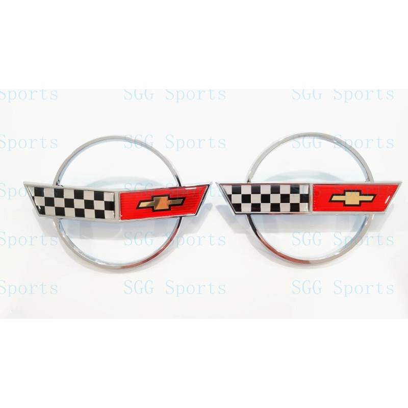 AUTO 2PC 1984-1996 C4 Corvette Chrome Red Front Nose Hood