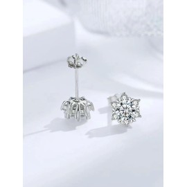 High-Grade Snowflake Ear Stud Women'S Fashion Moissanite S925 Sterling Silver Goods in StockColor: Silver, Design: Flower