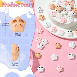 Stiesy 50 Pcs 5 Colors Stars Shape with Cute Animal Resin Slime Charms Beads Cartoon Pig Panda Rabbit Bear Flat Back Beads Charms Cabochons Embellishment for DIY Craft Scrapbooking Hair Clip Decor