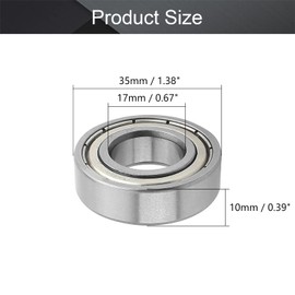 Othmro 10pcs 6003ZZ Ball Bearings, 17mmx35mmx10mm Deep Groove Bearing 6003 ZZ Double Shielded High Carbon Steel GCr15 Bearing P0 Z1
