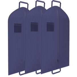 Navy Pinstriped Suit Garment Travel Bags 3 Pack With ID Tag Window - 40" X 24"