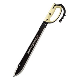 United Cutlery USMC Semper Fi Sawback Machete Knife with Sheath | Full-Tang Machete | 17 1/2" Non-Reflective Stainless Steel Blade | Saber-Style Handguard Handle | Modern Tactical Weapon - 24” Overall
