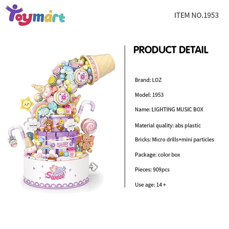 Candy Wonderland Music Box Building Set – 909PCS Sweet Candy