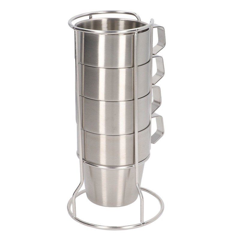Stainless Steel Camping Cup Set of 4 Double Layer Coffee