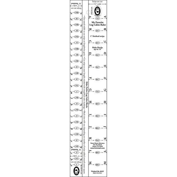 Marti Michell Log Cabin Ruler, 1/2-Inch and 1-Inch