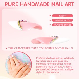 Yabonica 3D Floral French Tip Press On Nails Short – Square Fake Nails with Cute Design, Classic French Tip, Gel Nail Tips for Women & Kids (24PCS, Includes Jelly Glue & Nail File)(015)