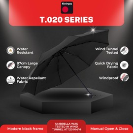 Knirps T.020 Small Manual Pocket Umbrella Black