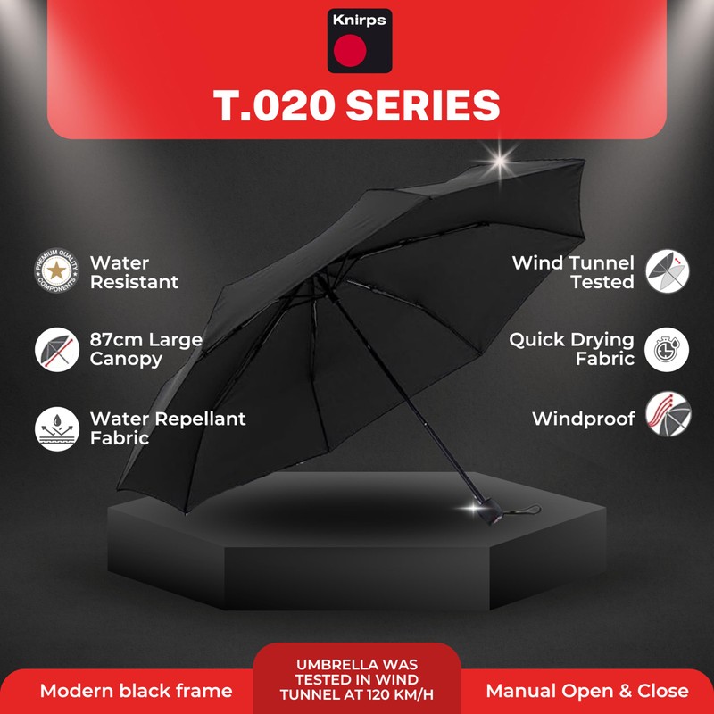 Knirps T.020 Small Manual Pocket Umbrella Black