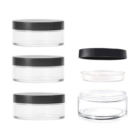 Pack of 4 Capacity 30 ml(1 oz) Empty Reusable Plastic Loose Powder Compact Container DIY Makeup Powder Case with Sifter and Lined Screw Lid Powder Face