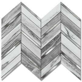V-MOZZA Herringbone Peel and Stick Backsplash, 10-Sheet Peel and Stick Wall Tiles Self Adhesive PVC Tile Stick on Backsplash Tiles for Kitchen Fireplace