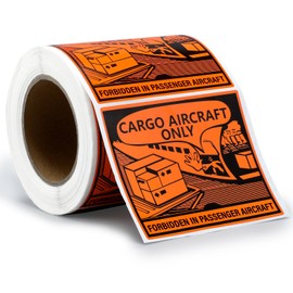 Chivertion 500 Pcs Cargo Aircraft Only Stickers 4" x 4.75" Bulk Forbidden in Passenger Aircraft Hazmat Adhesive Warning Labels Identify Air Shipping Transport Hazardous Goods
