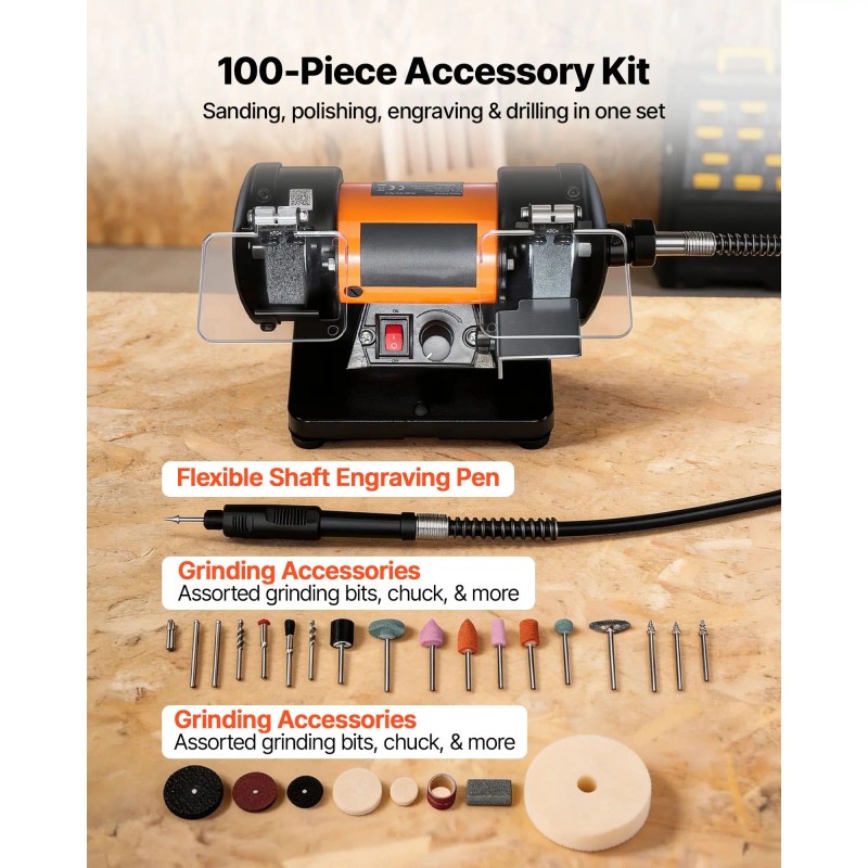 Adjustable Speed 8300 10600 RPM Bench Buffer Polisher Power Planer