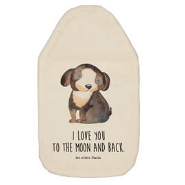 Mr. & Mrs. Panda Hot Water Bottle Dog Relaxed - Gift, Hot Water Bottle Cover, Grain Cushion, Hot Water Bottle with Cover, Dog Saying, Black Dog, Dog Love, Dog Mum, Love, Dog Motif, Children's Hot Water Bottle