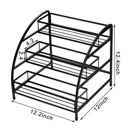 SOUJOY Coffee Syrup Rack Organizer, 9-12 Bottles Wine Holder Stand, 3-Tier Metal Wire Countertop Storage Rack, Freestanding Shelves for Coffee Bar Station, Kitchen, Syrup Wine Dressing Cocktail