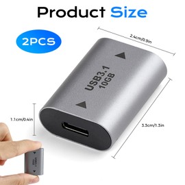AHRLIC USB Female to USB-C Female Adapter 2-Pack, 10Gbps USB 3.1 OTG Converter with 3A Fast Charging Compatible with Laptop, PC, Phone, Tablet for Travel, USB-C Devices, Hard Drive Bags & Cases