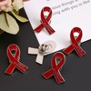 WANDIC 50 Pcs Red Ribbon Metal Pins, Memorial Ribbon Alloy
