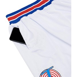 CAIYOO Space Movie Mens Basketball Shorts 90S Hip Hop Athletic Shorts (US, Alpha, Medium, Regular, Regular, White)